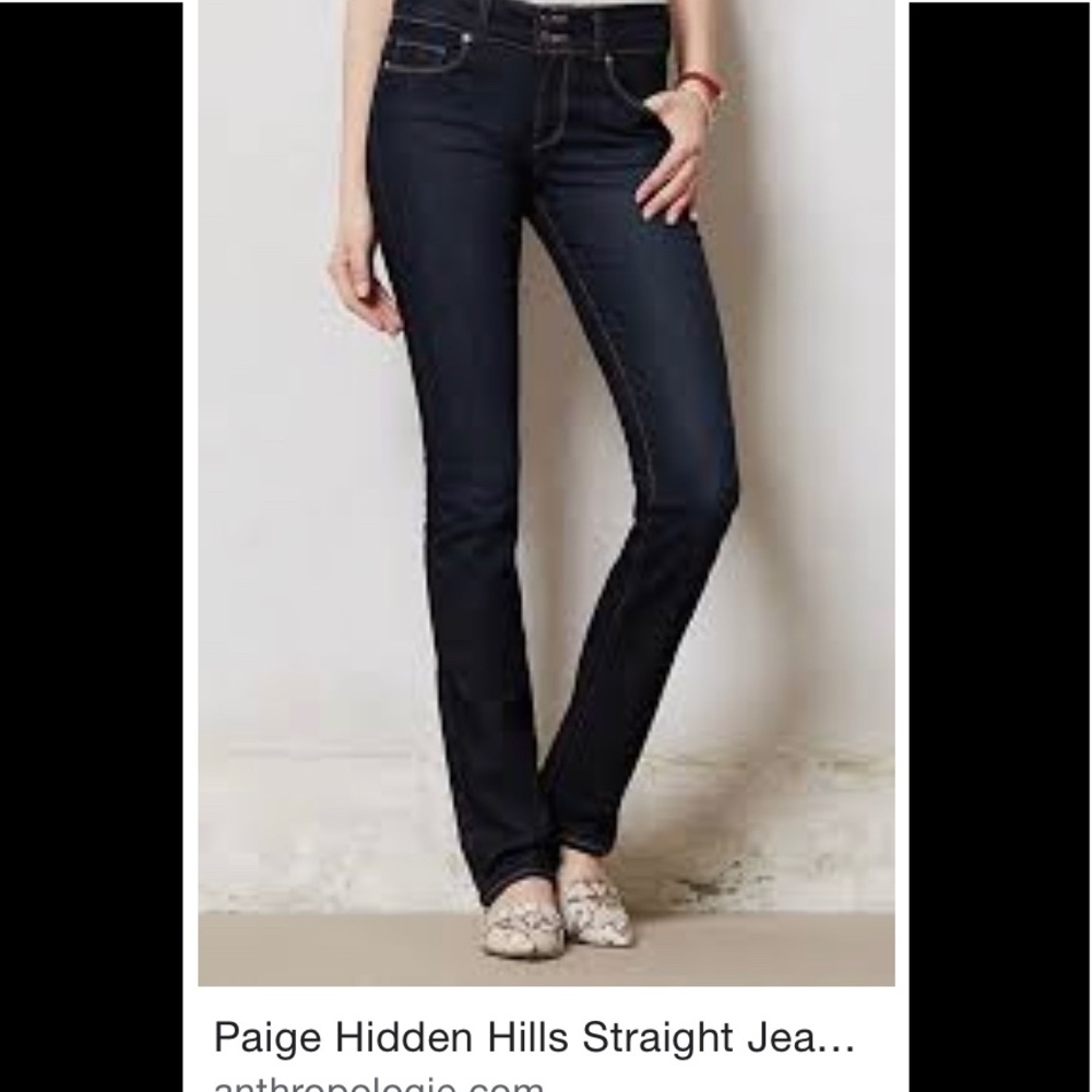 Paige Black Denim Hidden Hills Straight Jeans Size 30